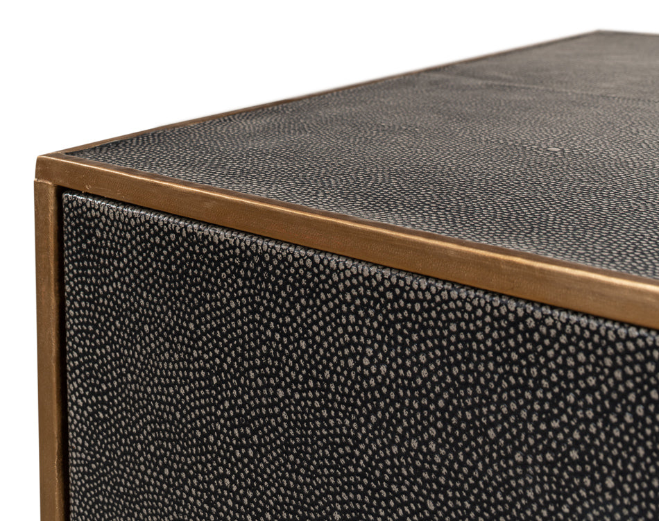 Gideon Shagreen 3 Drawer Side Table, Gry by Sarreid Ltd - view 5