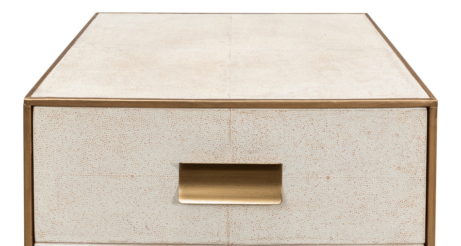 Shagreen 3 Drawer Side Table,Osprey Wht by Sarreid Ltd - view 10