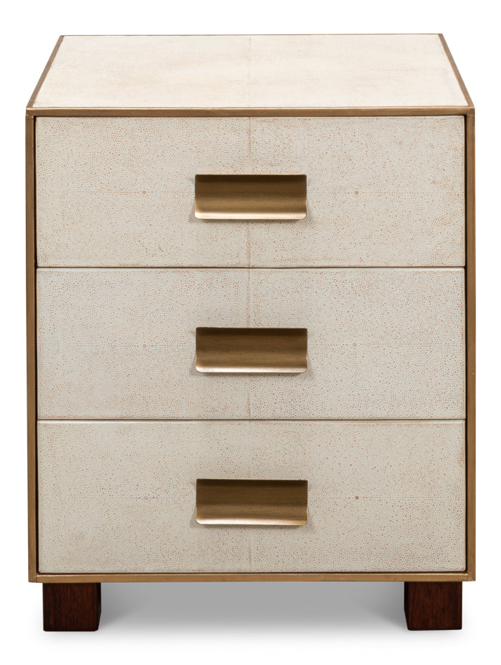 Shagreen 3 Drawer Side Table,Osprey Wht by Sarreid Ltd - view 2