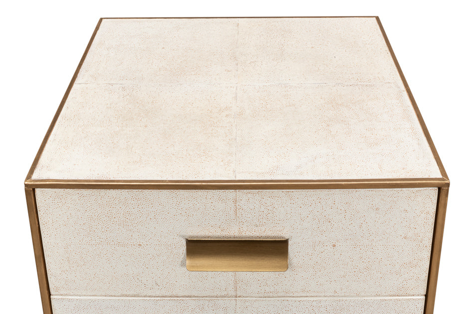 Shagreen 3 Drawer Side Table,Osprey Wht by Sarreid Ltd - view 4