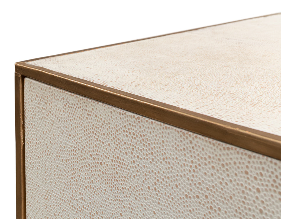 Shagreen 3 Drawer Side Table,Osprey Wht by Sarreid Ltd - view 5