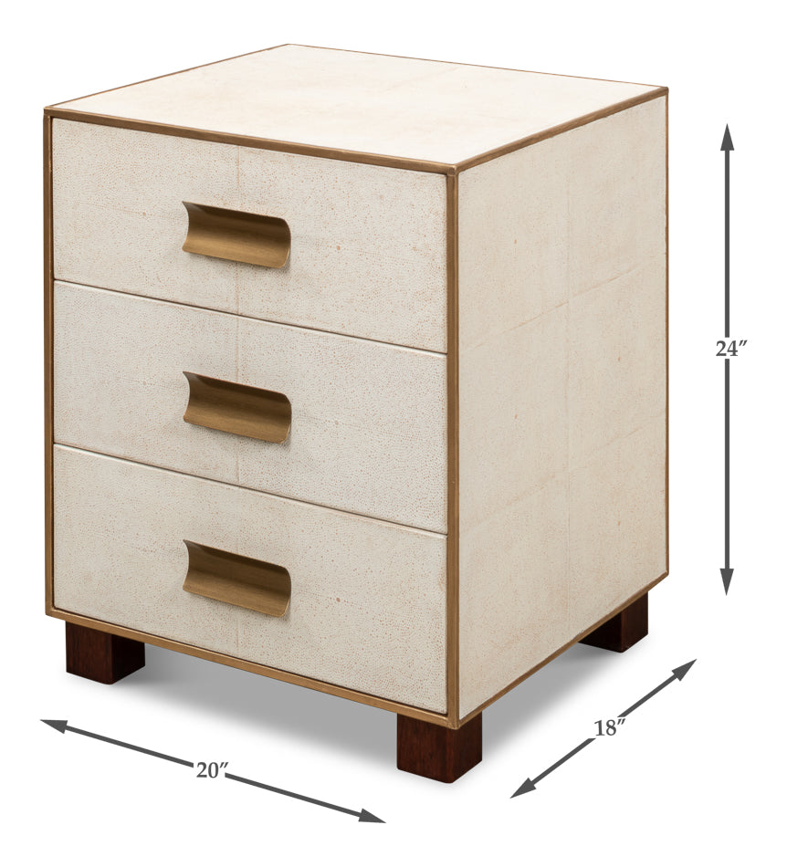 Shagreen 3 Drawer Side Table,Osprey Wht by Sarreid Ltd - view 7