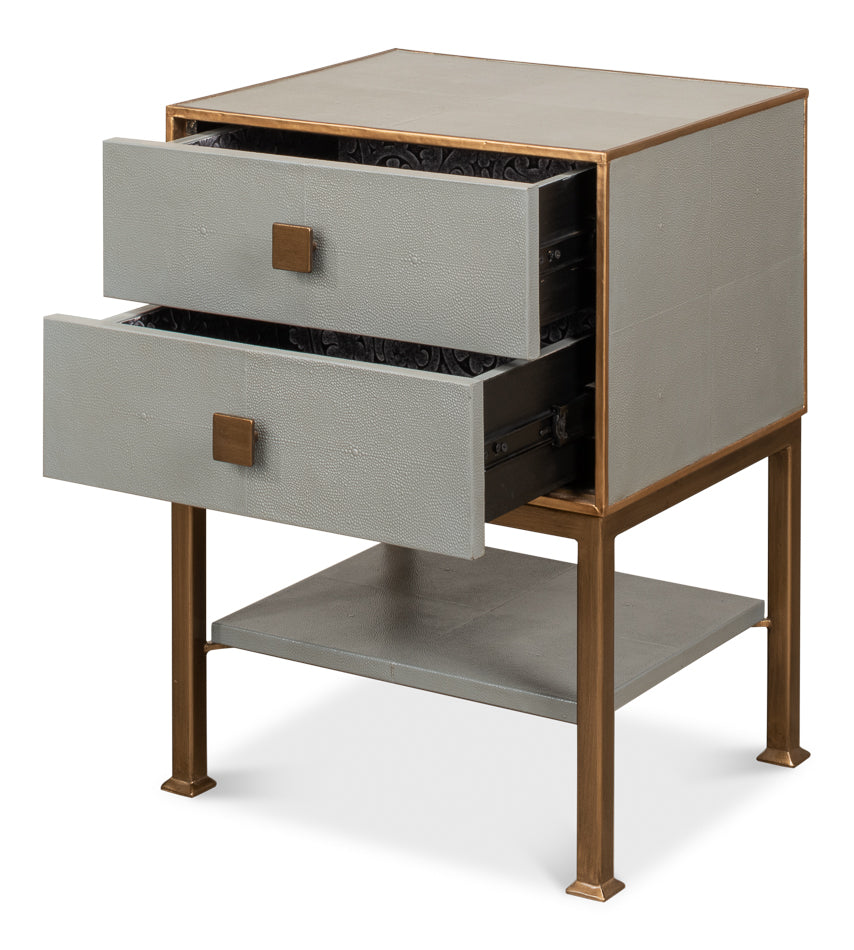 Gillian Two Drawer Nightstand, Storm Gry by Sarreid Ltd - view 3