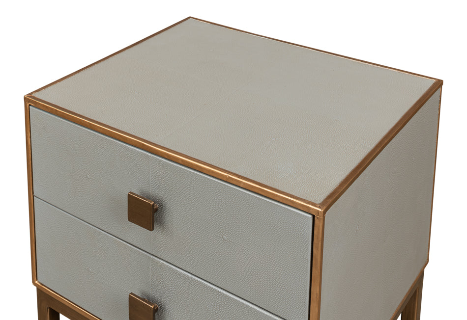 Gillian Two Drawer Nightstand, Storm Gry by Sarreid Ltd - view 4