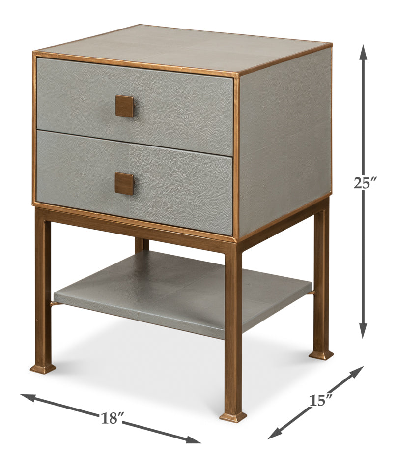 Gillian Two Drawer Nightstand, Storm Gry by Sarreid Ltd - view 7