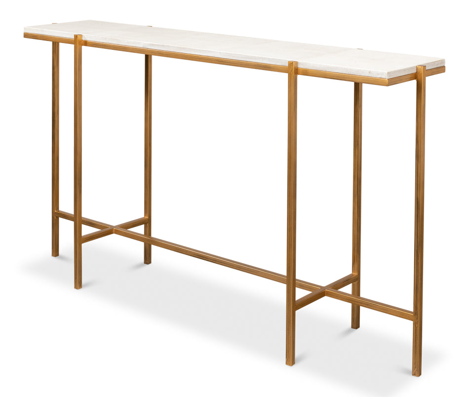Shagreen Console Table, Osprey White by Sarreid Ltd - view 3