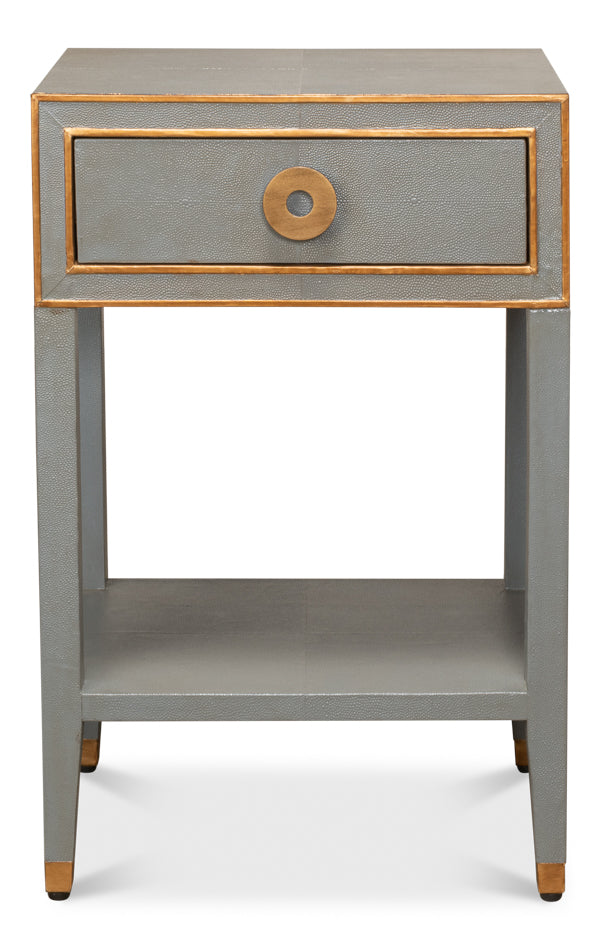 Gabriella Shagreen Nightstand,Storm Grey by Sarreid Ltd - view 2