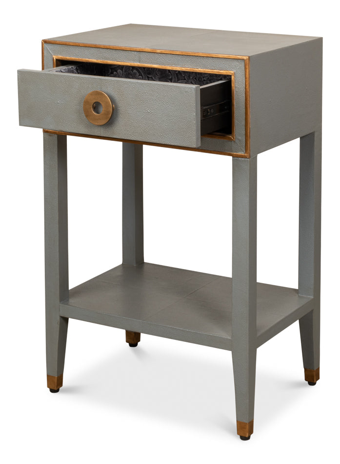 Gabriella Shagreen Nightstand,Storm Grey by Sarreid Ltd - view 3