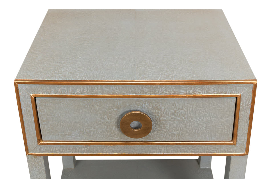 Gabriella Shagreen Nightstand,Storm Grey by Sarreid Ltd - view 5