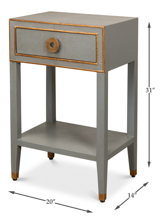 Gabriella Shagreen Nightstand,Storm Grey by Sarreid Ltd - view 7