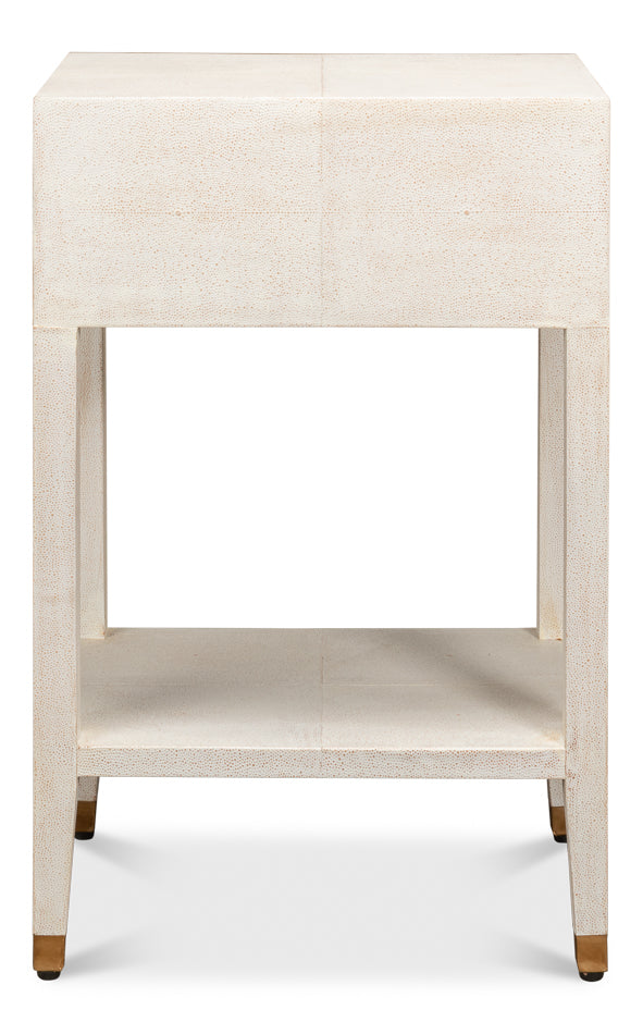Gabriella Shagreen Nightstand,Osprey Wht by Sarreid Ltd - view 8