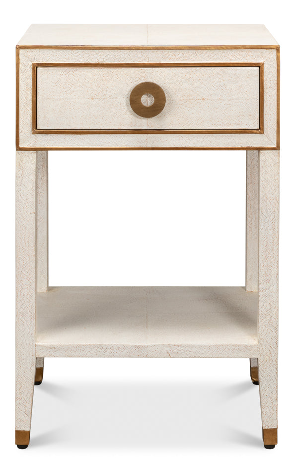 Gabriella Shagreen Nightstand,Osprey Wht by Sarreid Ltd - view 2
