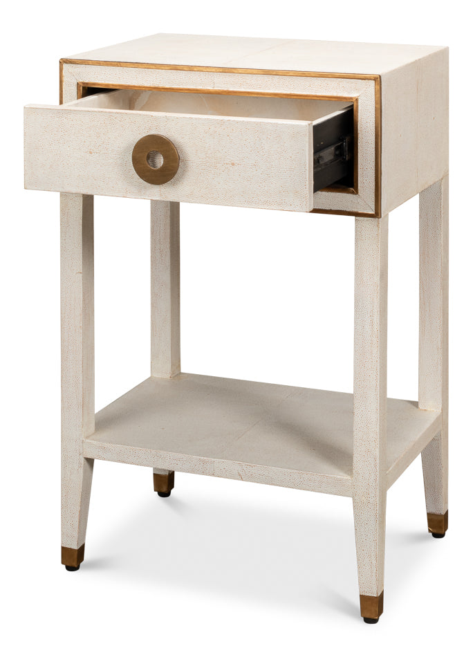 Gabriella Shagreen Nightstand,Osprey Wht by Sarreid Ltd - view 3