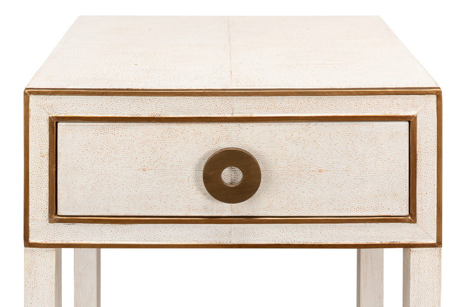 Gabriella Shagreen Nightstand,Osprey Wht by Sarreid Ltd - view 4