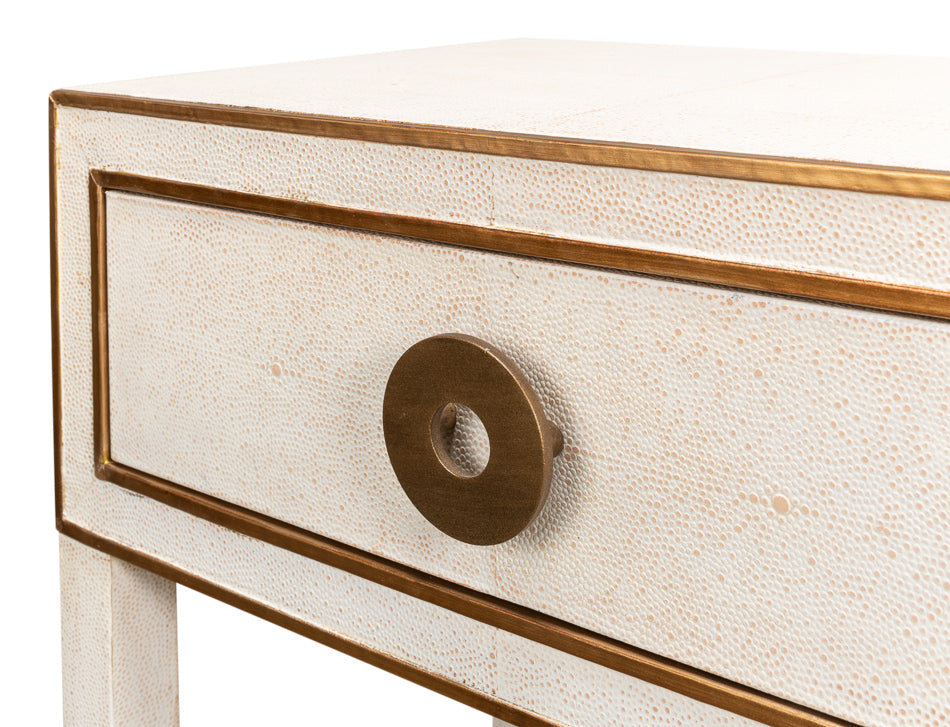 Gabriella Shagreen Nightstand,Osprey Wht by Sarreid Ltd - view 6