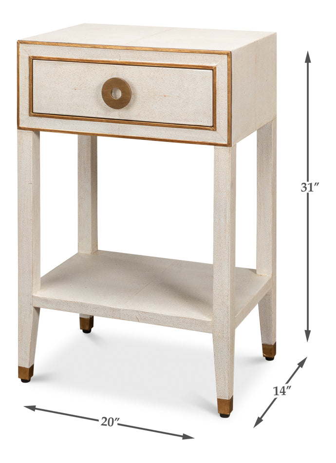 Gabriella Shagreen Nightstand,Osprey Wht by Sarreid Ltd - view 7