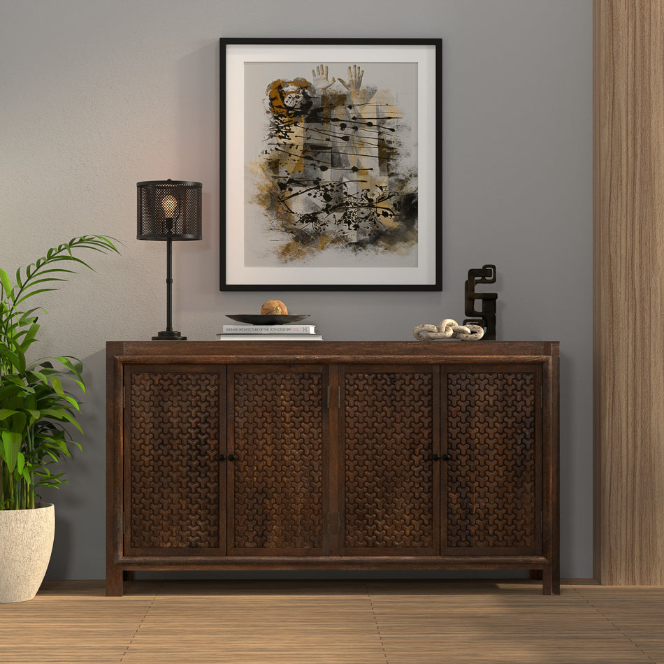 Battle Chainmail 4 Door Sideboard by Sarreid Ltd - view 12