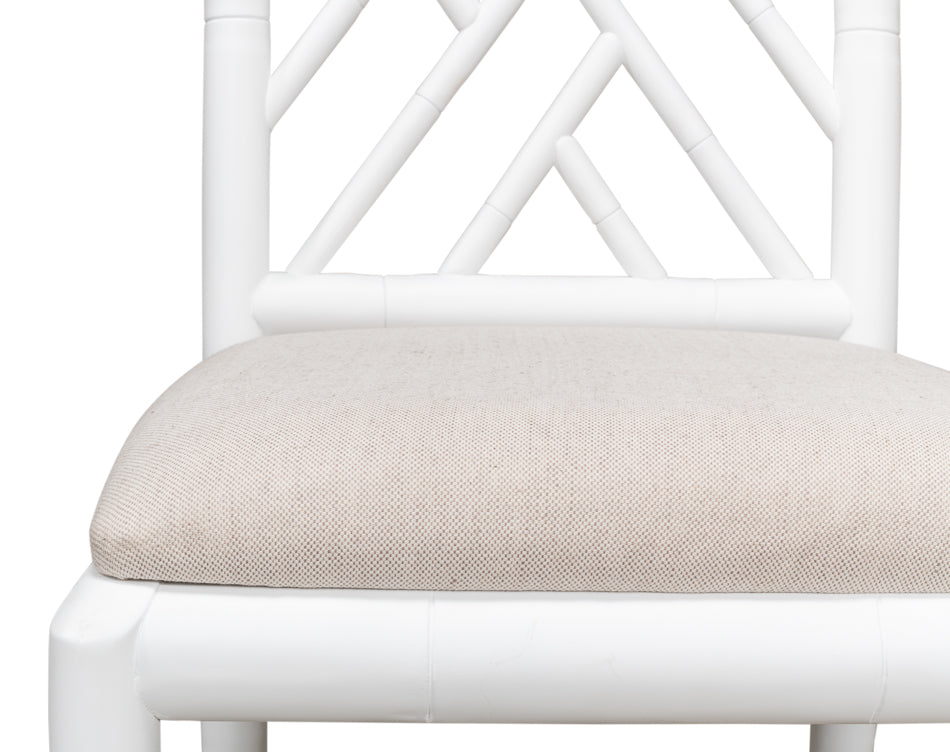 Brighton Bamboo Side Chair, White by Sarreid Ltd - view 9