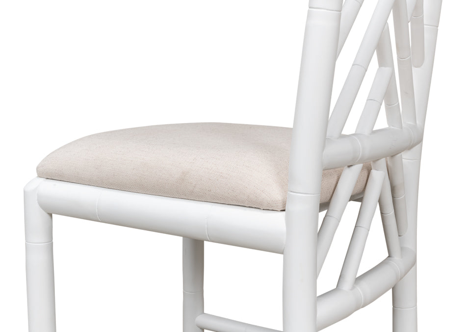 Brighton Bamboo Side Chair, White by Sarreid Ltd - view 12