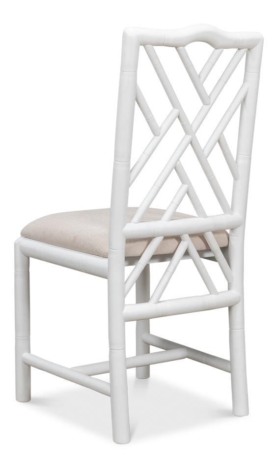 Brighton Bamboo Side Chair, White by Sarreid Ltd - view 5