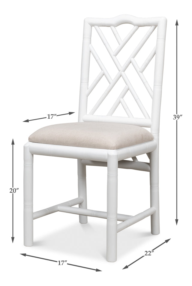 Brighton Bamboo Side Chair, White by Sarreid Ltd - view 7