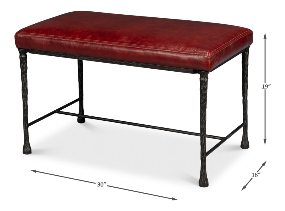 Kings Road Bench, Leather by Sarreid Ltd - view 7