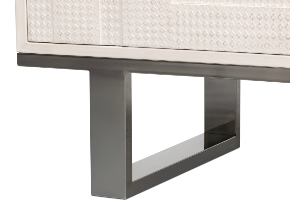 Bronzini Credenza, Small,Embossed White by Sarreid Ltd - view 11