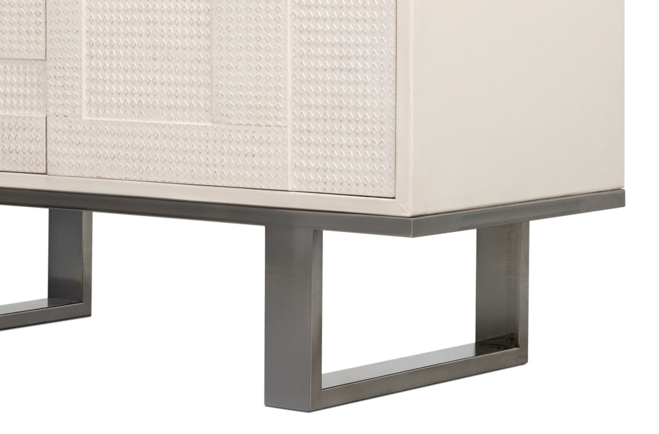 Bronzini Credenza, Small,Embossed White by Sarreid Ltd - view 12