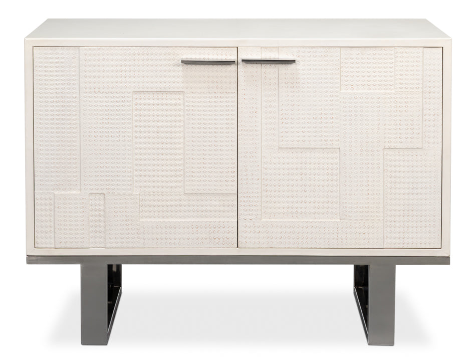 Bronzini Credenza, Small,Embossed White by Sarreid Ltd - view 2