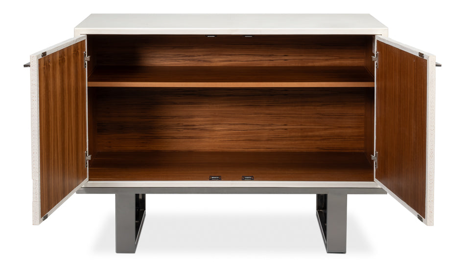Bronzini Credenza, Small,Embossed White by Sarreid Ltd - view 3