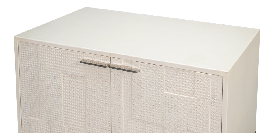 Bronzini Credenza, Small,Embossed White by Sarreid Ltd - view 4
