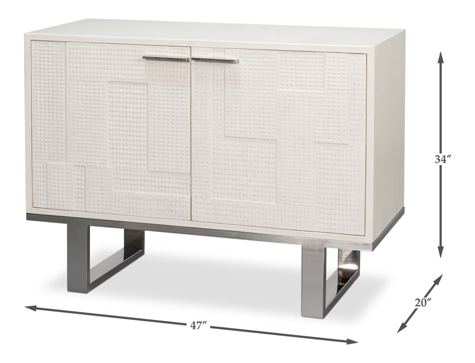Bronzini Credenza, Small,Embossed White by Sarreid Ltd - view 6
