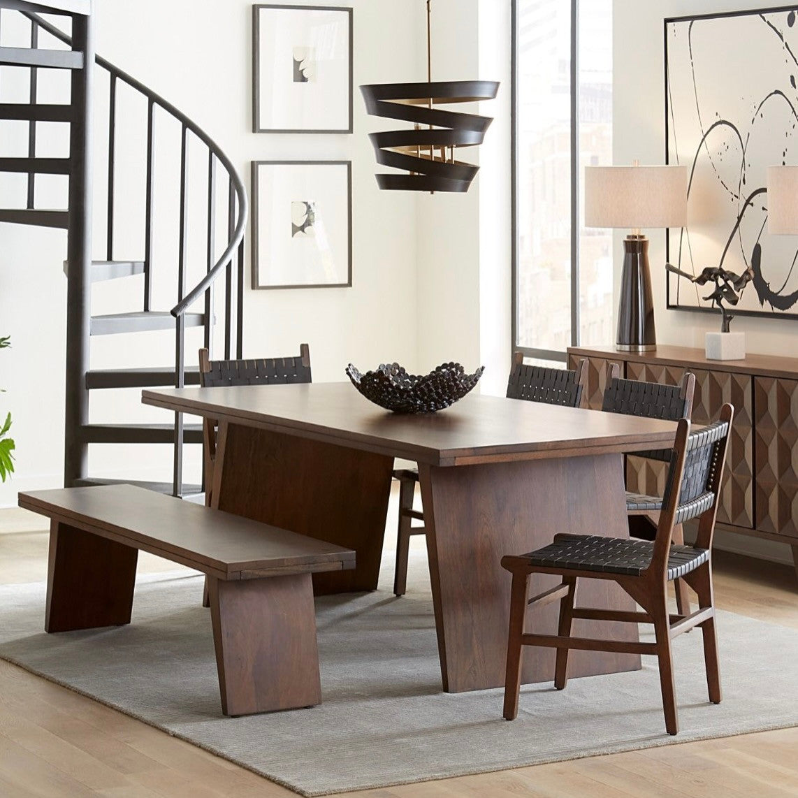 Willow Solid Wood Dining Table 84" Matte Brown