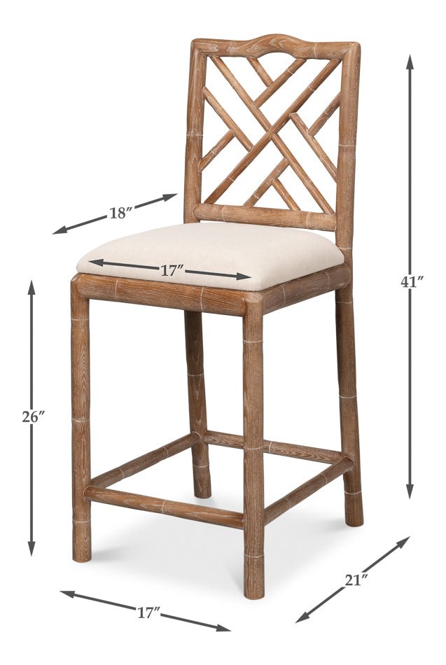 Brighton Counter Stool, White Wash by Sarreid Ltd - view 7