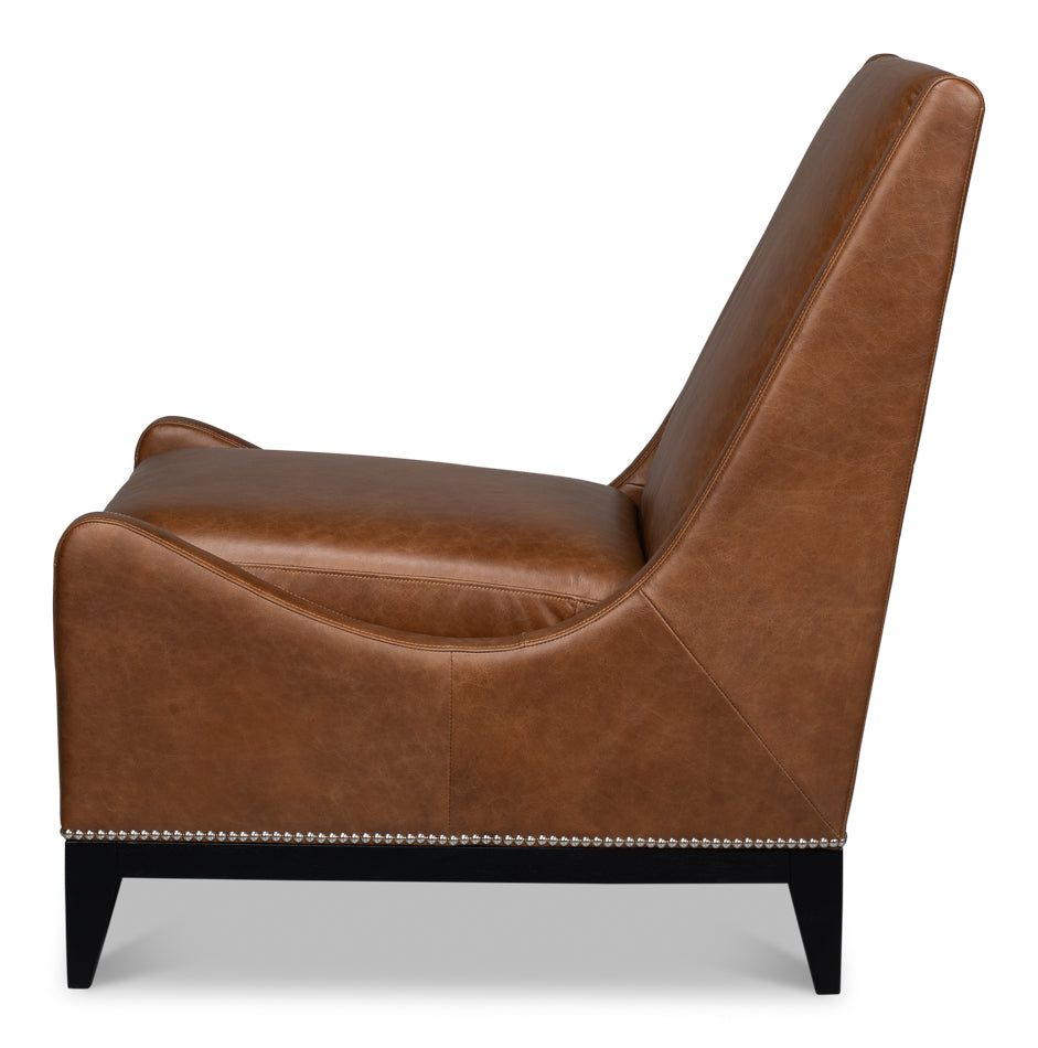 Brandy Accent Chair In Distilled Leather by Sarreid Ltd - view 3
