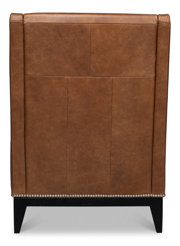 Brandy Accent Chair In Distilled Leather by Sarreid Ltd - view 4