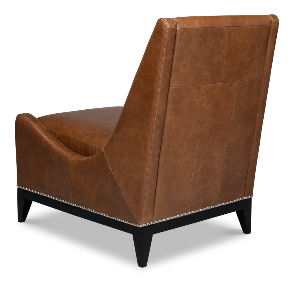 Brandy Accent Chair In Distilled Leather by Sarreid Ltd - view 5