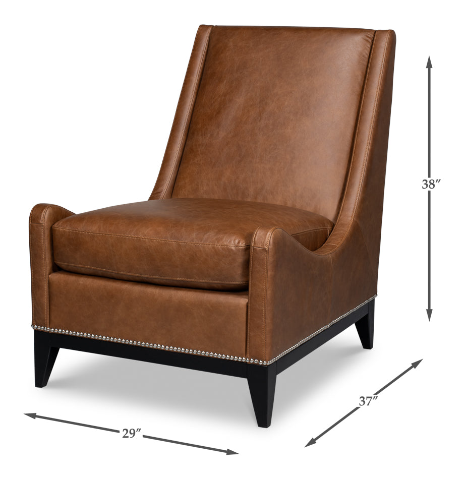 Brandy Accent Chair In Distilled Leather by Sarreid Ltd - view 7