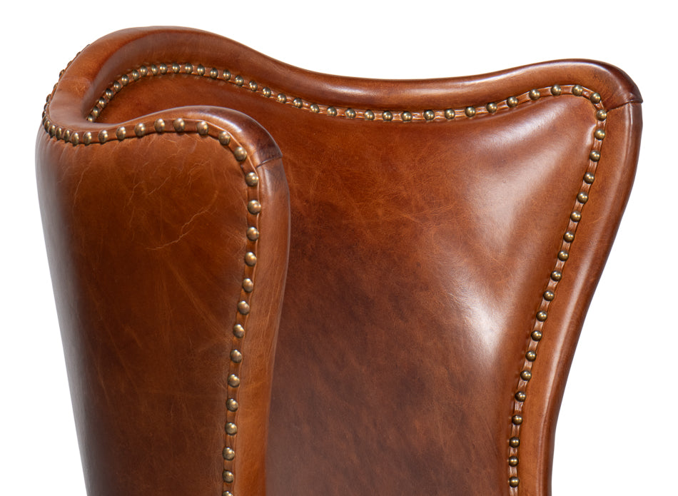 Drake Distilled Leather Chair by Sarreid Ltd - view 8