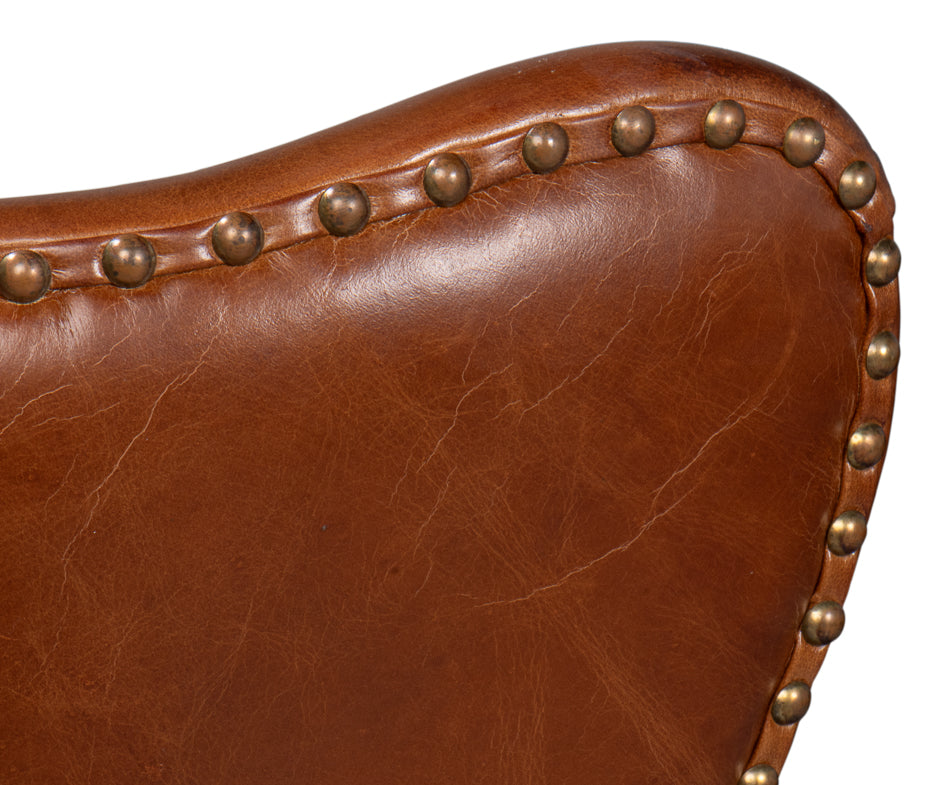 Drake Distilled Leather Chair by Sarreid Ltd - view 9