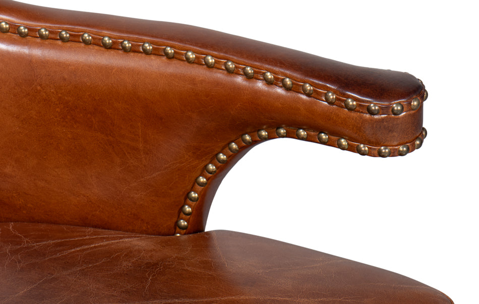 Drake Distilled Leather Chair by Sarreid Ltd - view 10