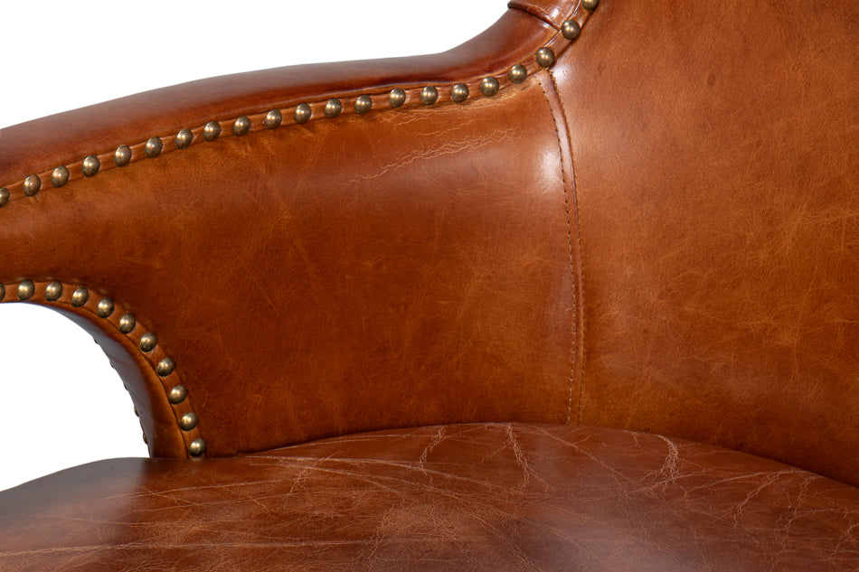Drake Distilled Leather Chair by Sarreid Ltd - view 11