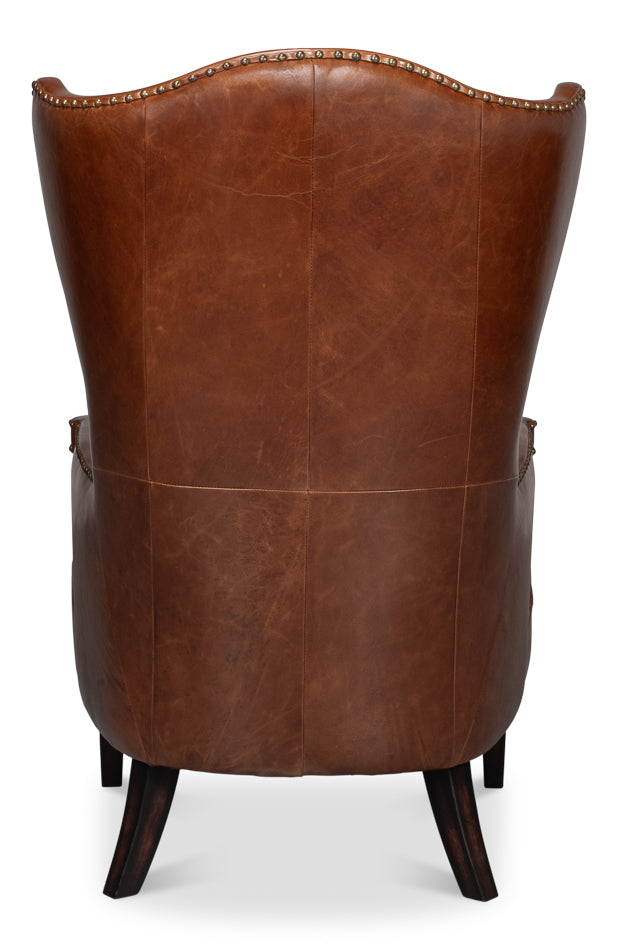 Drake Distilled Leather Chair by Sarreid Ltd - view 4