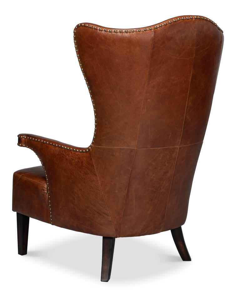 Drake Distilled Leather Chair by Sarreid Ltd - view 5