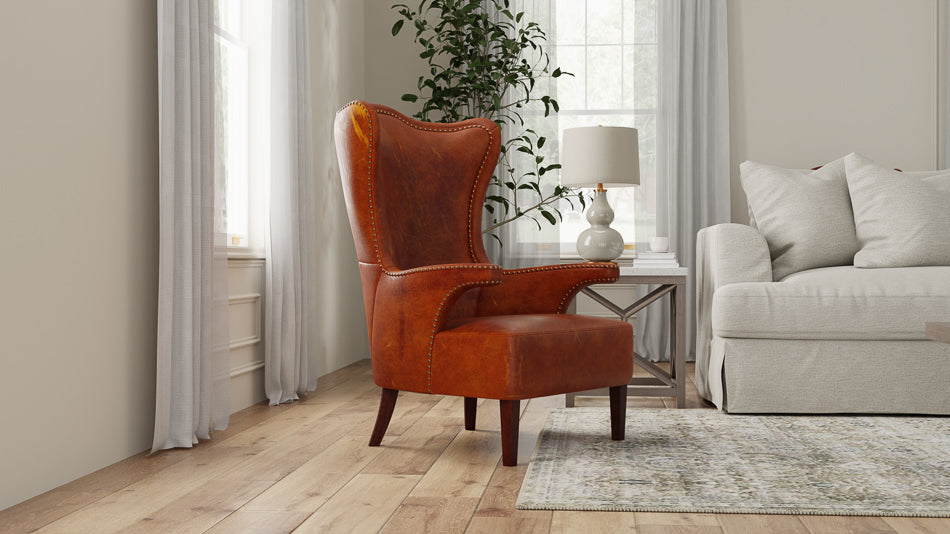 Drake Distilled Leather Chair by Sarreid Ltd - view 12
