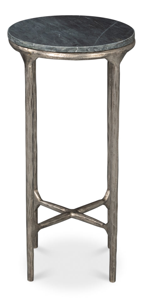Derrick Iron End Table With Marble Top by Sarreid Ltd - view 2