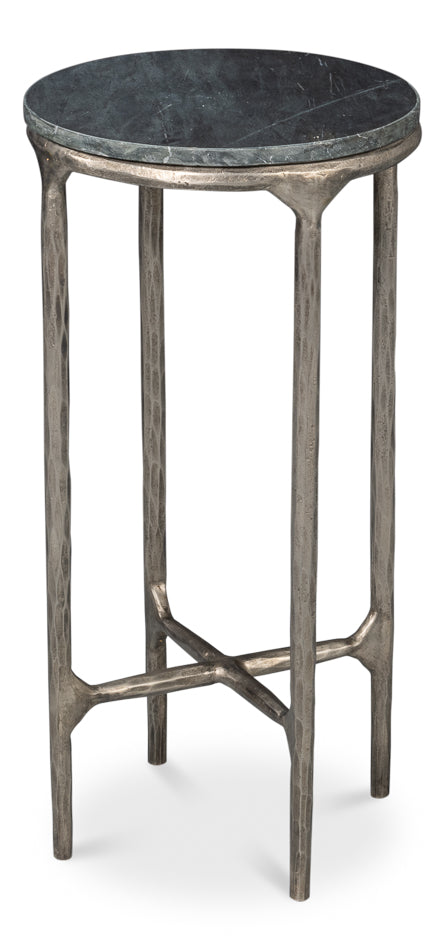 Derrick Iron End Table With Marble Top by Sarreid Ltd - view 3