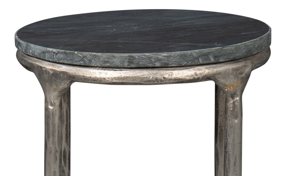 Derrick Iron End Table With Marble Top by Sarreid Ltd - view 4