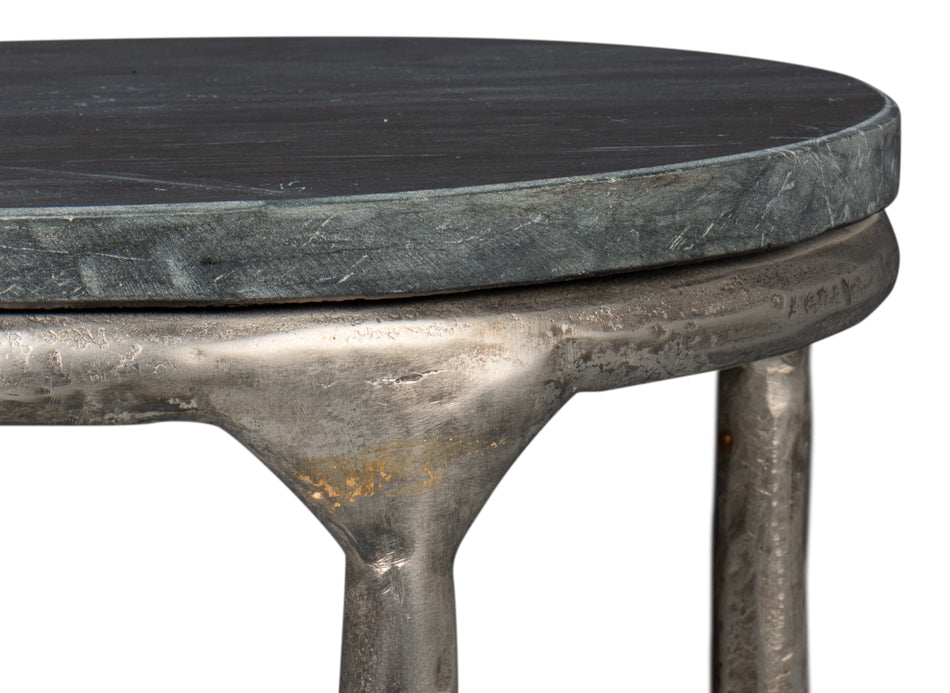 Derrick Iron End Table With Marble Top by Sarreid Ltd - view 6