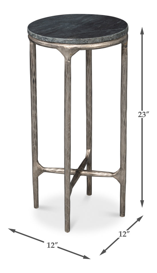 Derrick Iron End Table With Marble Top by Sarreid Ltd - view 7